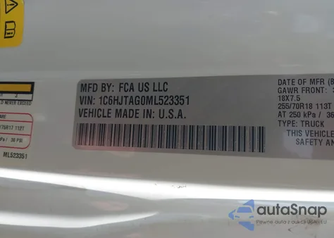 2021 Jeep Gladiator 80Th Anniversary 4X4 из США, поврежденный, VIN 1C6HJTAG0ML523351